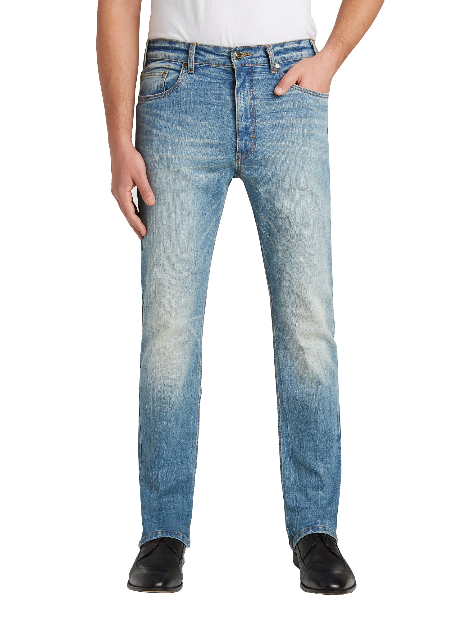 Grand River Distressed Stretch Jeans in Light Wash