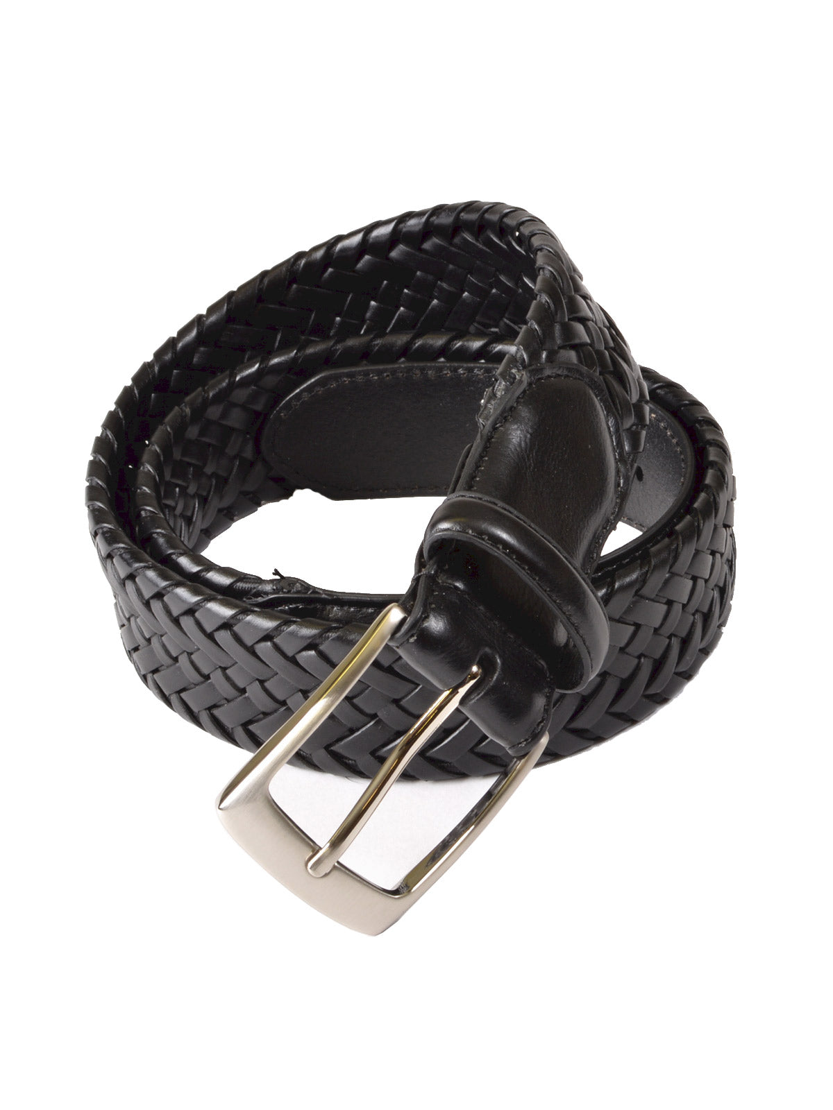Outfitter Genuine Leather Braided Stretch Belts in Black - Big Man Sizes
