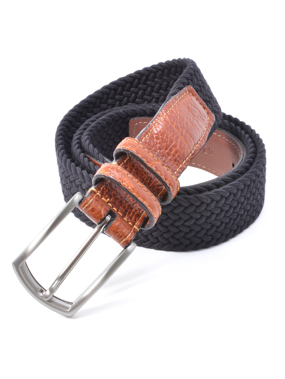 Torino Cotton Elastic Men's Belts in Black - Regular Sizes