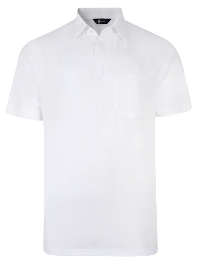 Gabicci Short Sleeve Cotton Blend Polo in White - G00Z05-WHT
