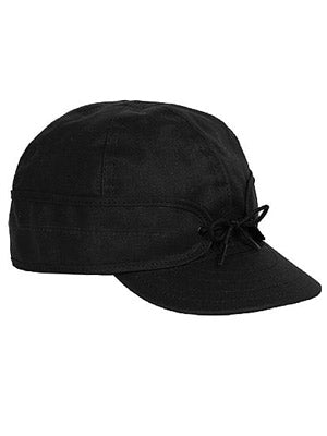 Origional Stormy Kromer Waxed Cotton Caps With Ear Band in Black - 50420-BLK
