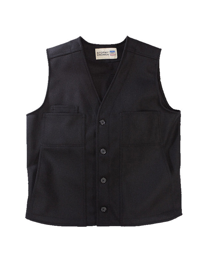 Stormy Kromer 100% Wool Button Vest in Black - Tall Man Sizes