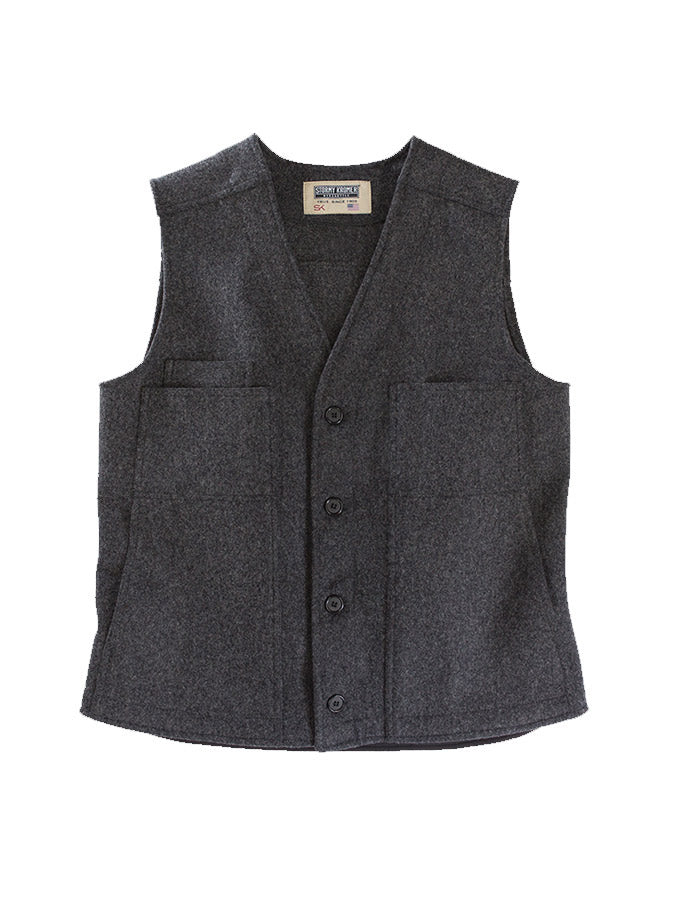 Stormy Kromer 100% Wool Button Vest in Charcoal Grey - Tall Man Sizes