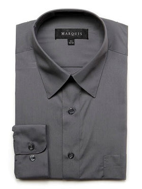 Marquis Men's Cotton Blend Dress Shirts - Tall Man Sizes - CHARCOAL GREY