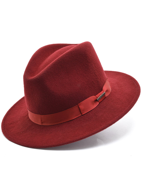 Stetson Wool Felt Markham Pinch Front Cowboy Hat in Burgundy
