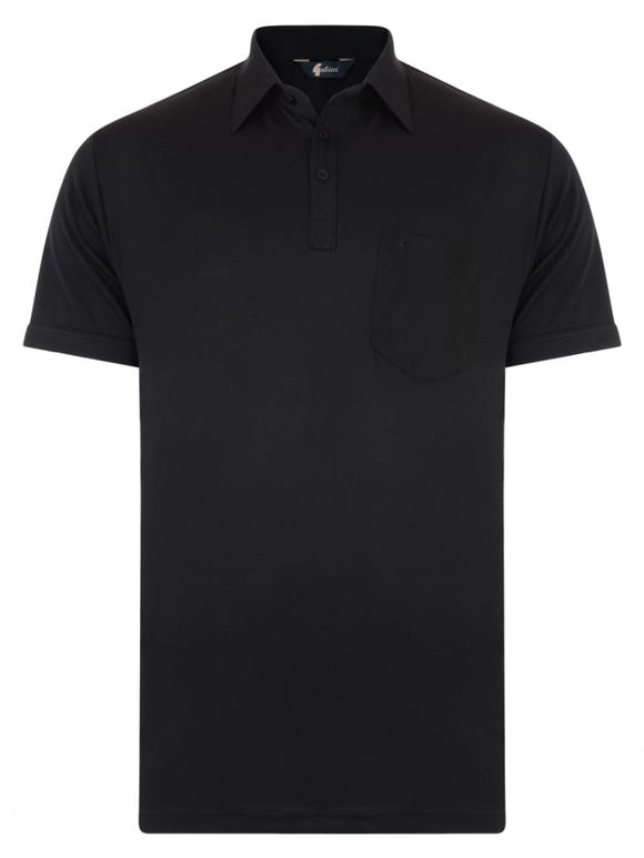 Gabicci Short Sleeve Cotton Blend Polo in Black - G00Z05-BLK