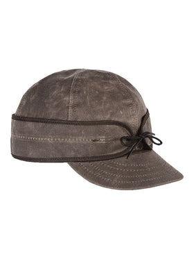 Origional Stormy Kromer Waxed Cotton Caps With Ear Band in Dark Oak - 50420-DKO