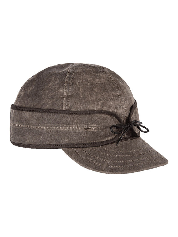 Origional Stormy Kromer Waxed Cotton Caps With Ear Band in Dark Oak - 50420-DKO
