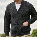 West End Kerry Aran Button Cardigan Sweater in Charcoal-2