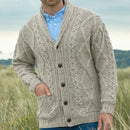 West End Kerry Aran Button Cardigan Sweater in Oatmeal-2