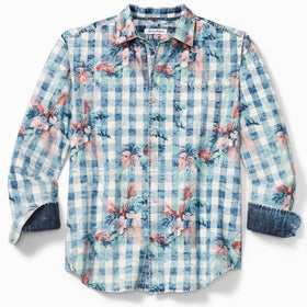 Tommy Bahama Pacific Coast Long Sleeve Plaid Sport Shirt in White