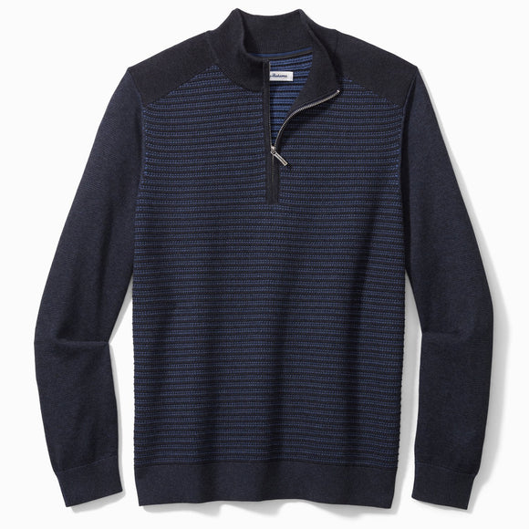 Tommy Bahama Seaport Half Zip Sweater in Navy