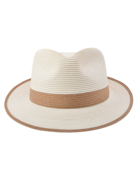 Dobbs Thumbs Up Milan Straw Hat in Ivory/Cognac - 0