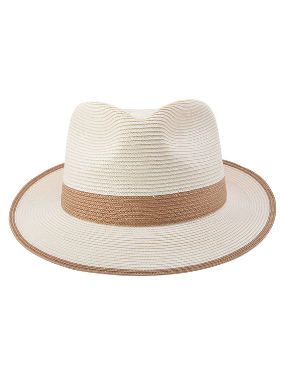 Dobbs Thumbs Up Milan Straw Hat in Ivory/Cognac