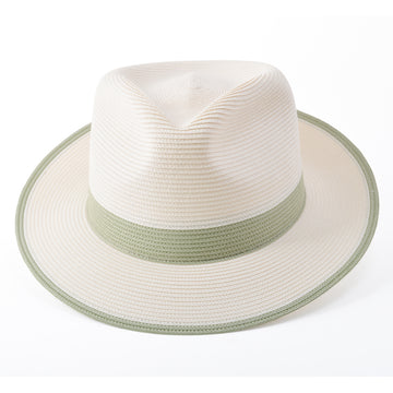 Dobbs Thumbs Up Milan Straw Hat in Ivory/Olive (Size Medium Only) - 0