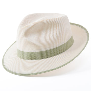 Dobbs Thumbs Up Milan Straw Hat in Ivory/Olive (Size Medium Only)