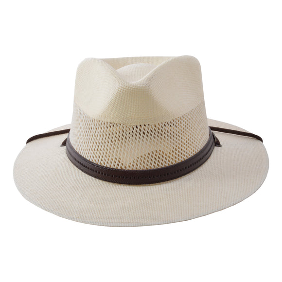 Stetson Afton Vented Canvas Straw Hat in Natural