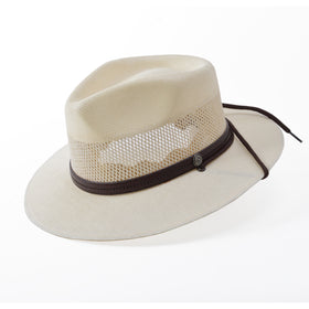 Stetson Afton Vented Canvas Straw Hat in Natural