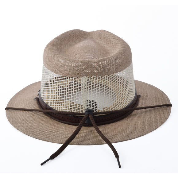 Stetson Afton Vented Canvas Straw Hat in Taupe