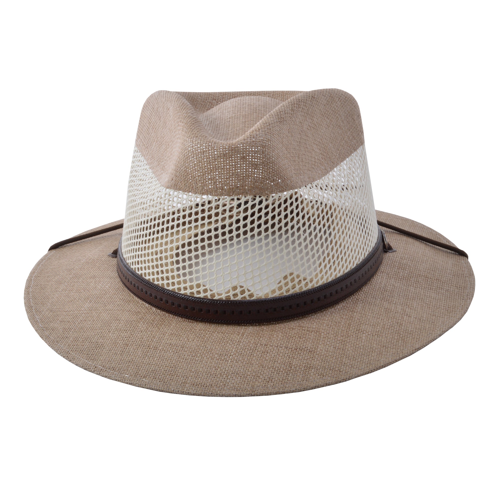 Stetson Afton Vented Canvas Straw Hat in Taupe