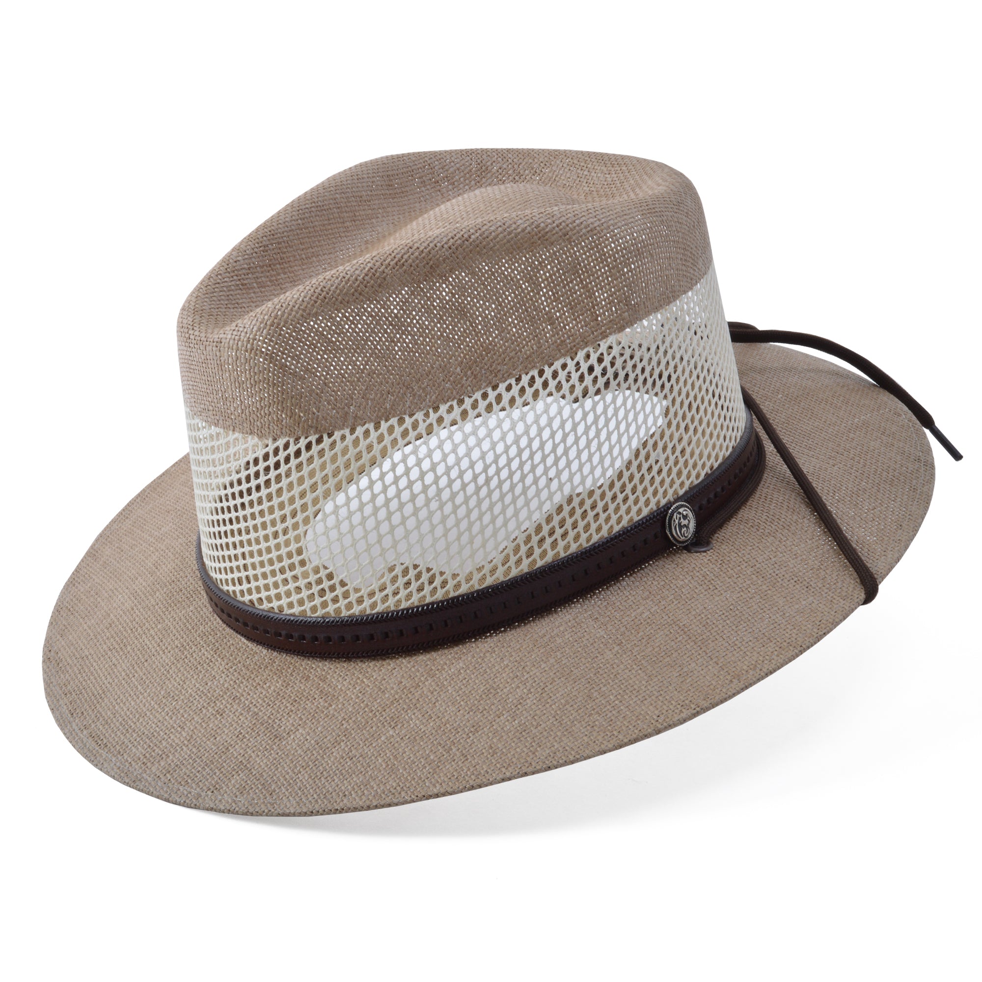 Stetson Afton Vented Canvas Straw Hat in Taupe