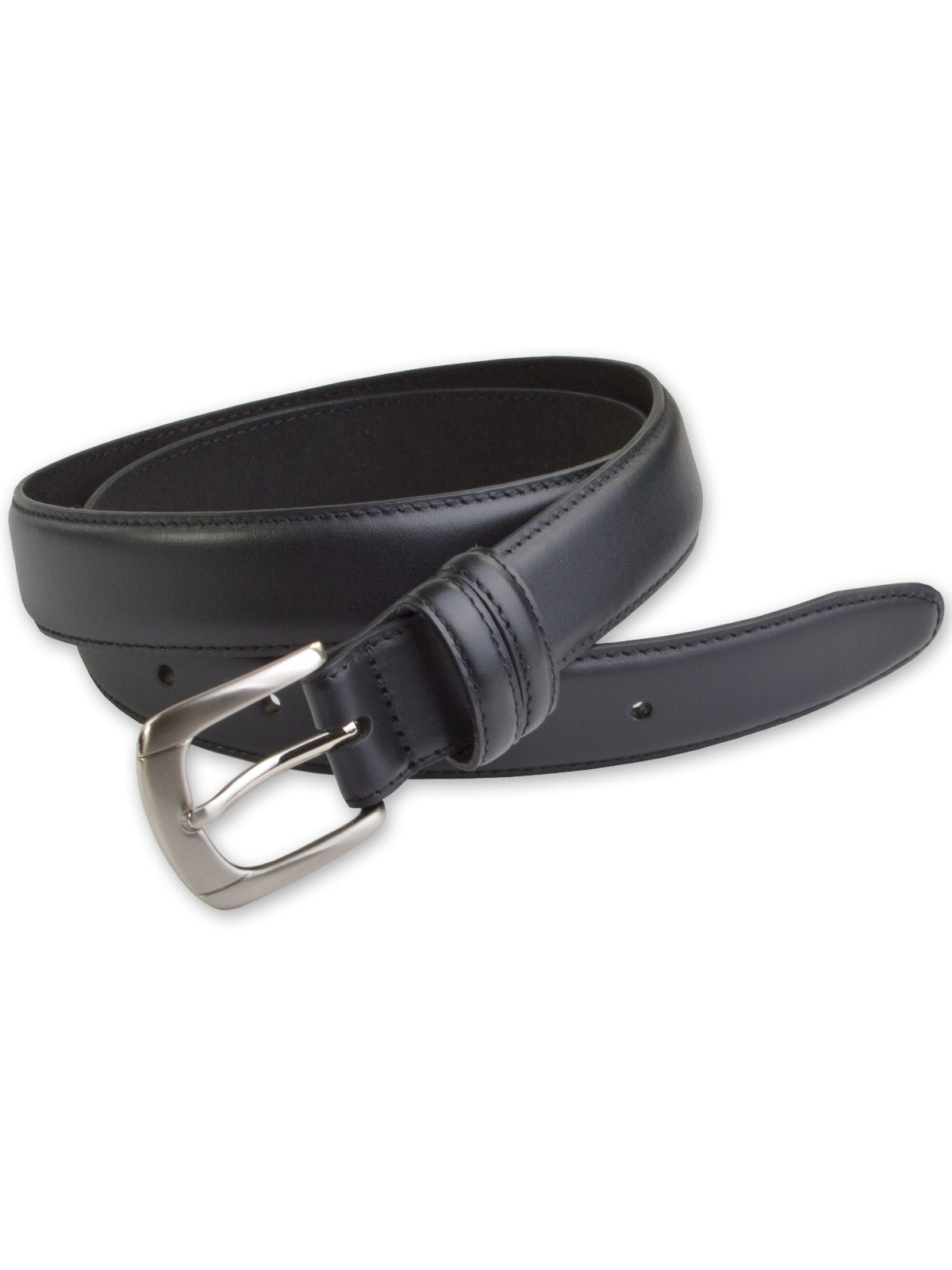Marc Wolf Leather Dress Belts - Black with Silver Buckle 400SLV-B-BLK (44-54)