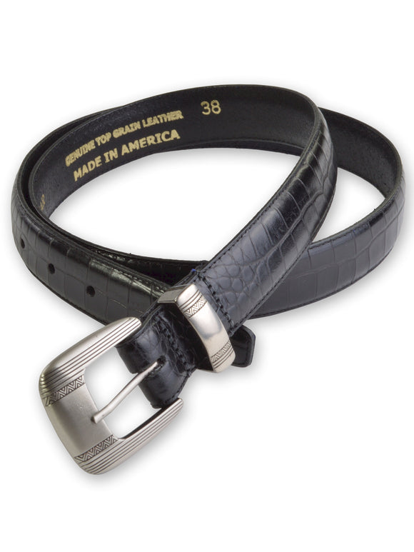Marc Wolf Embossed Crocodile Belts in Black 6006B-BLK (44-54)