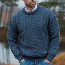 West End Inis Mor Aran Crew Neck Sweater in Caspian-2
