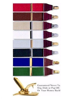 Hold-Up Suspenders (1 1/2" Wide) - Gold Clips