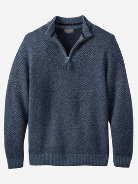 Pendleton 1/4 Zip Shetland Sweater in Navy Heather