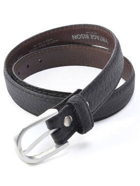 Lejon Pinnacle Bison Pebble Grain Leather Belt in Black