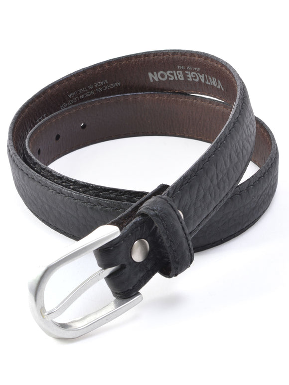 Lejon Pinnacle Bison Pebble Grain Leather Belt in Black