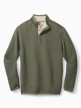 Tommy Bahama Quilt To Last Snap Mock in Moss