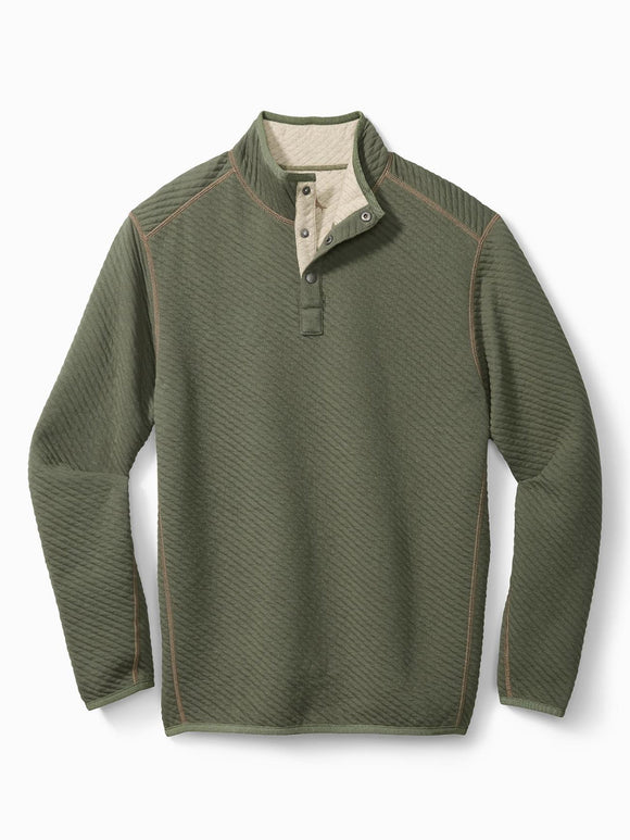 Tommy Bahama Quilt To Last Snap Mock in Moss