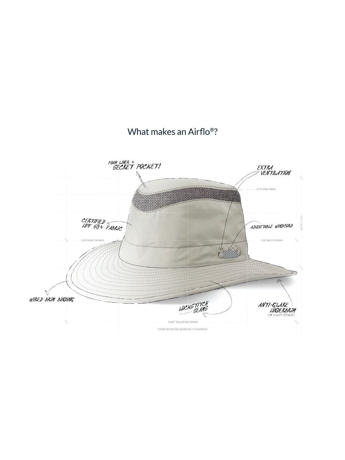 Tilley Airflow Broad Brim Hat in Khaki (Khol)